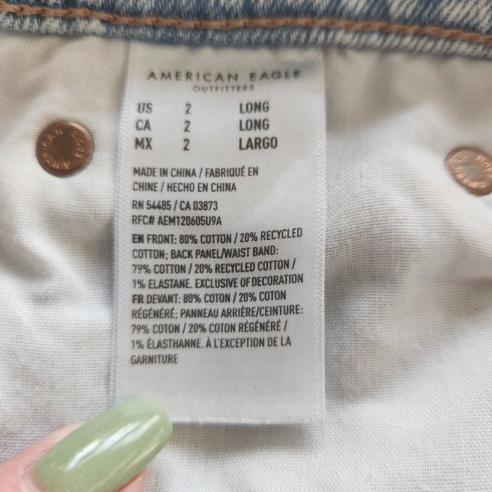 American Eagle Strigid Distressed Wide Leg Jeans | 2 Long - Picture 7 of 9